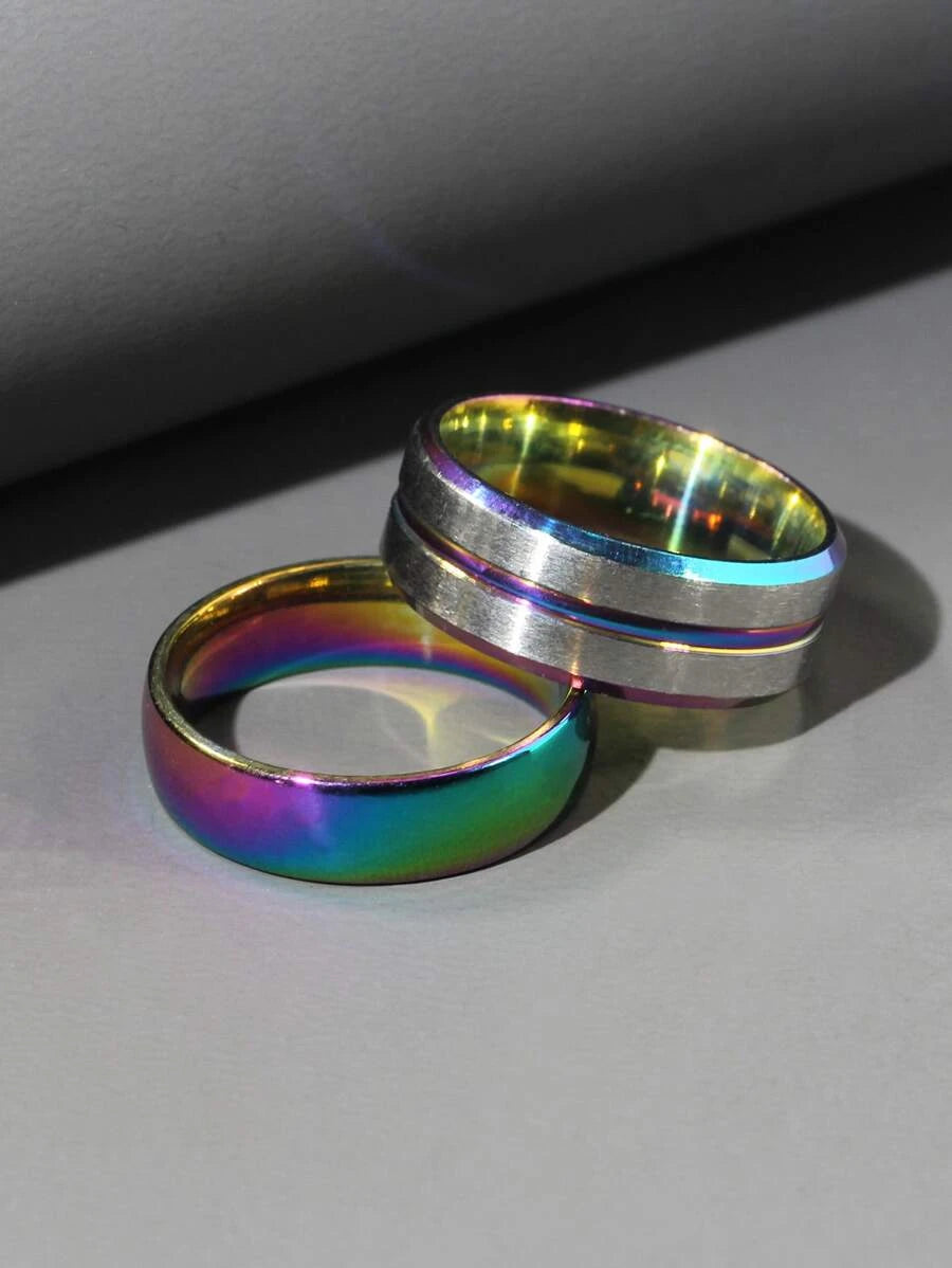 Mens Stainless Steel Holographic Rings – Boss Boutique